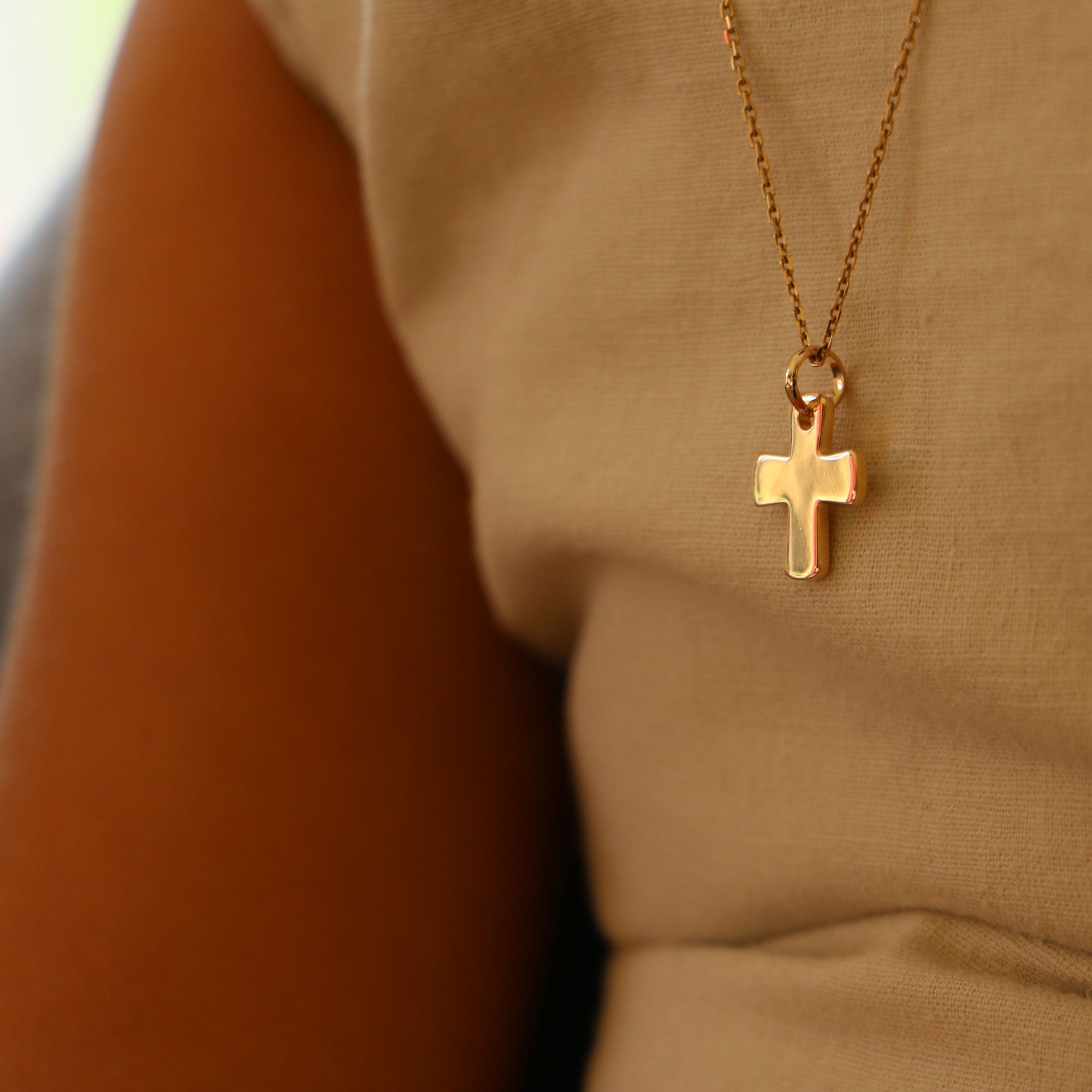 Collier Croix Argent 925 ou Plaqué Or 18K – Gravure prénom Communion