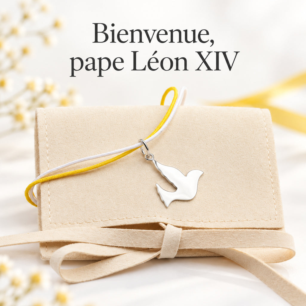 Bracelet Colombe cordon Argent 925 – Gravure prénom Confirmation
