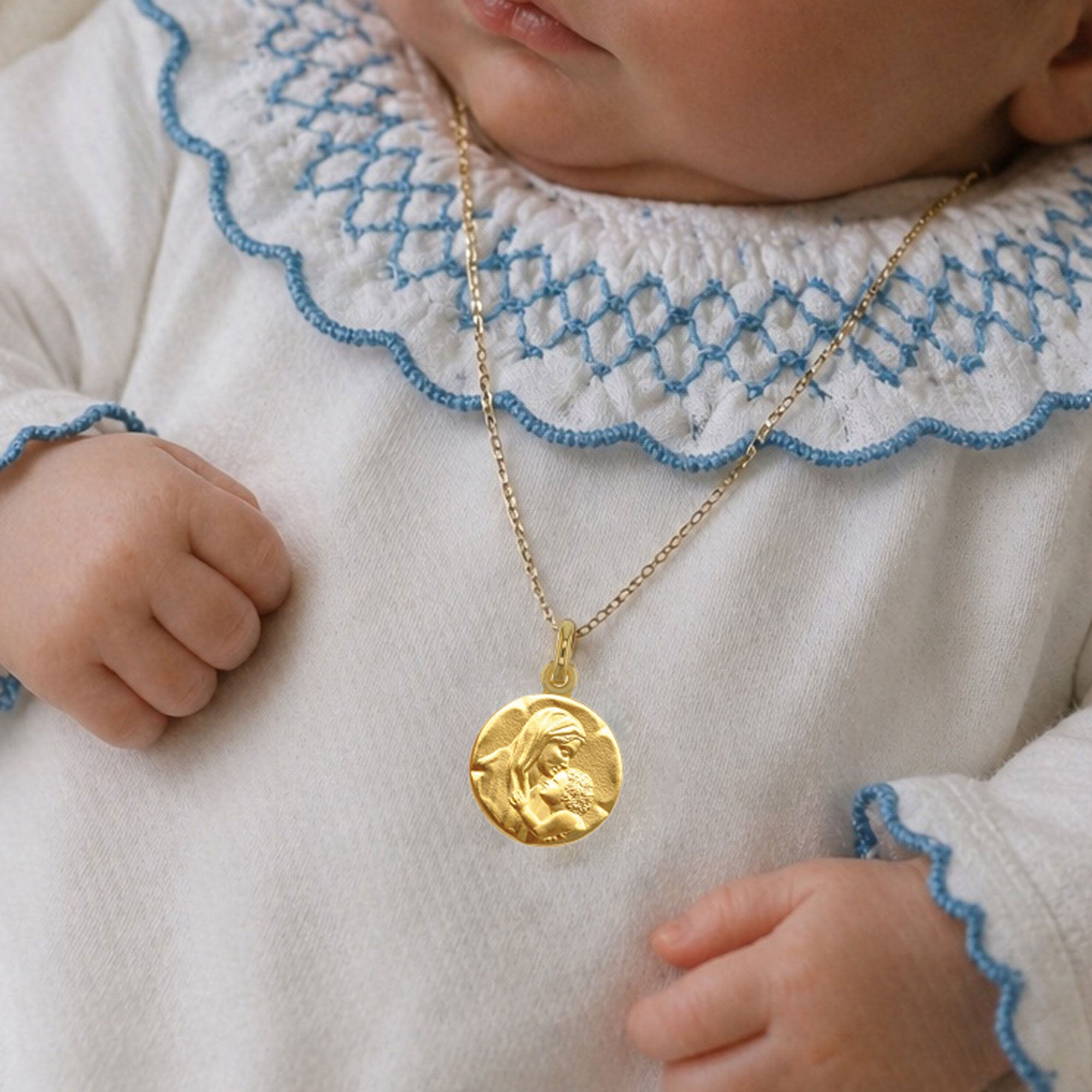 medaille bapteme vierge enfant bebe