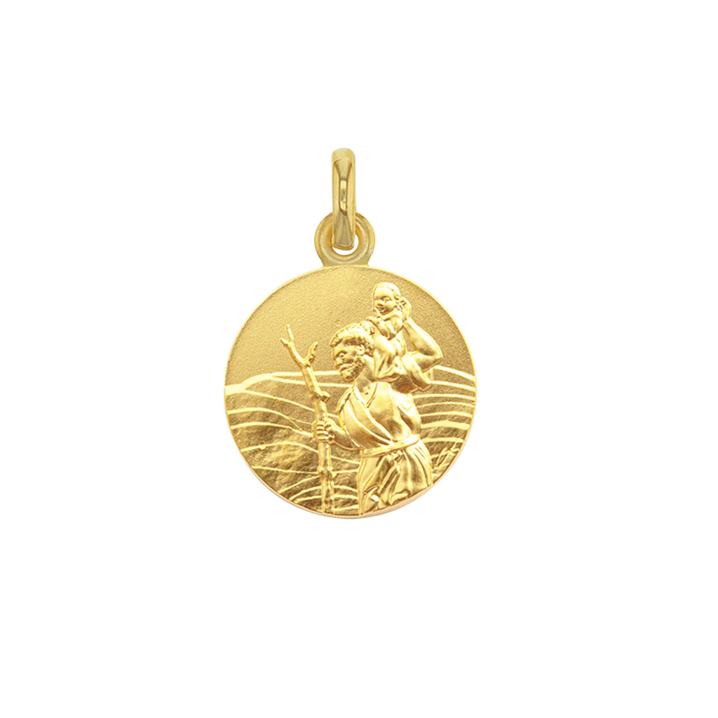 Médaille Saint Christophe plaqué or 18 mm détail gravure possible