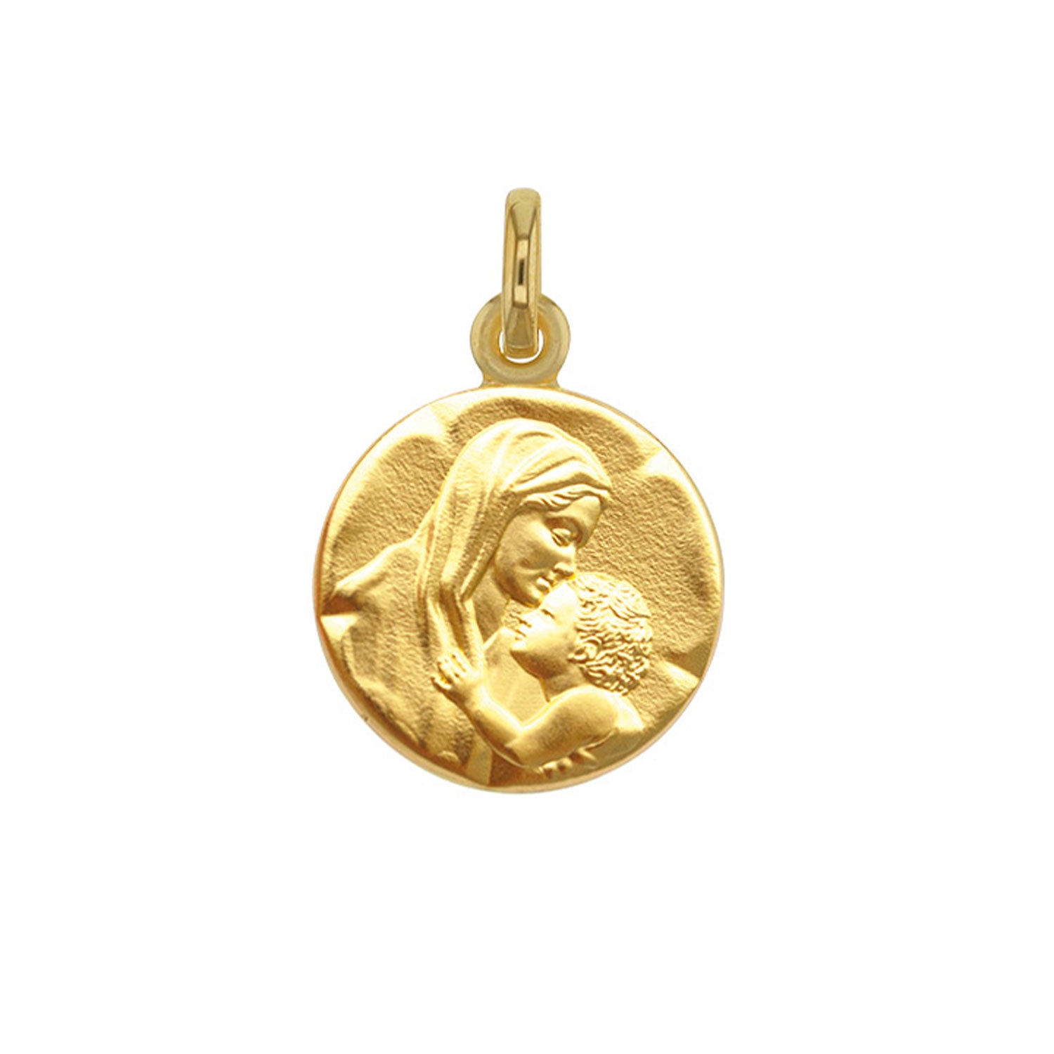 Médaille Vierge à l’Enfant plaqué or 18K bijou religieux enfant baptême