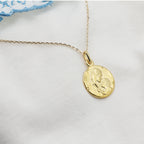 Collier médaille baptême Vierge à l’Enfant plaqué or 18K 